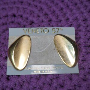 Veneto 57 Womens Gold Surgical Steel Vintage Abstract Round Shaped Earrings